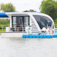 Maison flottante de célébrité d'Internet, deux chambres, deux salons, pour pêcheurs, maison flottante sur l'eau, ferme, voyage, lac, bateau de surface, aluminium