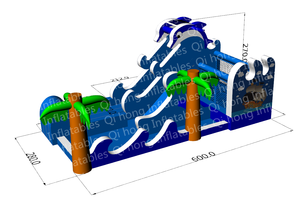 Toptan naylon kumaş şişme mavi yunus atlama sıçrama ev, slayt ile şişme küçük fedai çocuklar için - Product Image 4