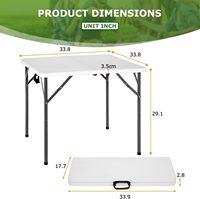 Table pliante en plastique HDPE imperméable et résistante aux UV avec support en acier, gain de place, pour extérieur, jardin, patio, pique-nique, camping, hôtel, événement