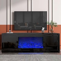 Cheminée à miroir LED 7 couleurs Effet de lumière Support Bluetooth Haut-parleur Miroir de luxe Cheminée Meuble TV