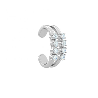LOZRUNVE Boucle d'oreille manchette double bande en argent sterling 925 de luxe avec zircon cubique et aigue-marine