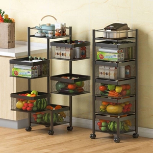 Estante giratorio de almacenamiento de cocina de 3/4/5 capas multicapa de acero al carbono de 360 grados cesta de almacenamiento de frutas y verduras carrito - Product Image 6