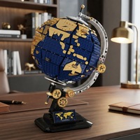 Ensemble de blocs de construction 1455 briques, bricolage pour enfants, STEM, science, exploration du globe terrestre 360° °   Kit de modèle de globe terrestre rotatif