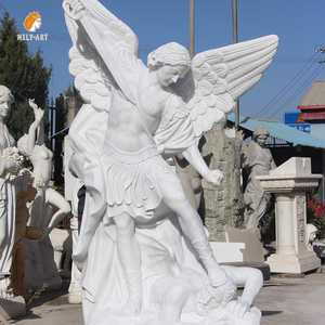 Statue de Saint Michel Archange en marbre grandeur nature, style religieux, pour l'extérieur, à vendre - Product Image 5