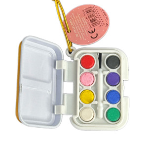 Palette de peinture <span class=keywords><strong>aquarelle</strong></span> solide carrée 8 couleurs, ensemble de pigments portable en plastique noir sous blister pour le <span class=keywords><strong>dessin</strong></span> de paysages et les croquis - Product Image 6