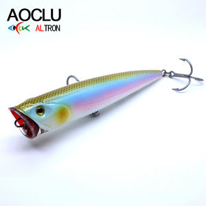 Leurre de surface flottant AOCLU Surface Swimmer Popper 100mm/140mm 15g/40g avec hameçons triples robustes pour la pêche au saumon en eau douce et en rivière - Product Image 2