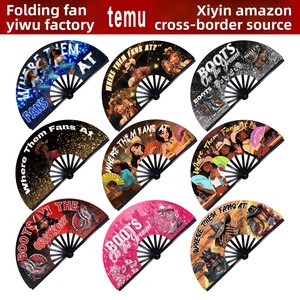 Éventail pliant de danse Kung Fu de style euro-américain, 33 cm, imprimé polyester, pour la danse américaine et espagnole, produit transfrontalier très vendu - Product Image 2
