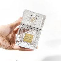 Boîte cosmétique rectangulaire de haute qualité en gros bouteille d'huile d'olive en relief bouteilles de parfum en verre uniques bouteille de parfum vide