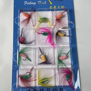 Ensemble de leurres pour la pêche à la mouche, 12 pièces, appâts artificiels pour insectes, matériel de pêche en eau douce, hameçons de surface, leurres colorés imitation papillon - Product Image 3