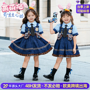 Disfraz de Judy Hopps para niña, vestido de cosplay de Zootopia con orejas de conejo y corbata para actuaciones infantiles - Product Image 3