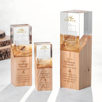 Trophée personnalisé en bois et cristal pour récompense de meilleures ventes avec gravure de nom, cadeau de reconnaissance d'entreprise, prix d'appréciation pour cadres