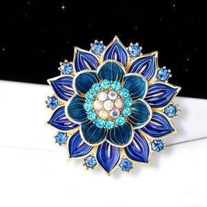 Luxury Lotus Brooch with Colourful Rhinestone Drilled Design Gold Plated Alloy High Quality Women's <b>Wedding</b> Brooch <b>Accessories</b> - Product Image 1