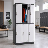 YOUBAI Casier de rangement extérieur en acier robuste pour salle de sport à domicile, 2 à 9 portes, double ouverture, serrure à clé, étanche, démontable