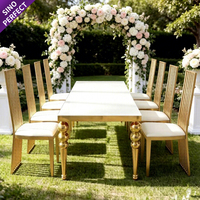 Meubles de banquet modernes, table de salle à manger en acier inoxydable pour restaurant, hôtel, mariage, événement, maison, salle de banquet, fête