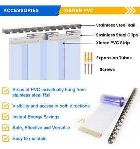 Kit de rideaux de porte en PVC souple en gros d'usine, matières premières claires, matériel bon marché, cintre <span class=keywords><strong>pour</strong></span> rideaux en PVC en plastique - Product Image 5