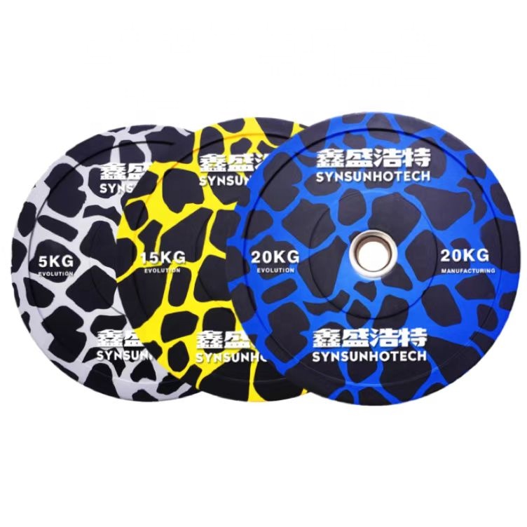 Factory direct supply Camo Rubber Weight Bumper plate Fitness Power Weight Lifting Barbell Camo Bumper Plate