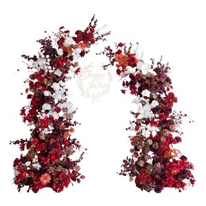 Arche de fond de scène personnalisée de luxe en soie artificielle, roses rouges et blanches, support élégant pour mur de fleurs, idéal pour <span class=keywords><strong>mariage</strong></span>, événement, anniversaire - Product Image 1