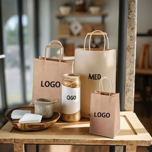 Sacs en papier kraft brun écologiques personnalisés, papier cadeau artisanal de luxe pour produits ménagers, vente en gros disponible, différentes couleurs - Product Image 5