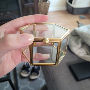 <span class=keywords><strong>Portagioie</strong></span> moderno piccolo quadrato fatto a mano in <span class=keywords><strong>vetro</strong></span> Color oro <span class=keywords><strong>e</strong></span> <span class=keywords><strong>metallo</strong></span> porta anelli per matrimoni o come regalo - Product Image 5