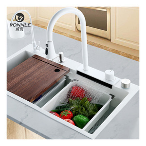 Nuovo prodotto raccomandazione Multi-funzione <span class=keywords><strong>bianco</strong></span> rubinetto lavello 304 acciaio inox singolo foro cascata Design - Product Image 4