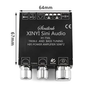 XY-T50L BT 5.0 โมดูลเครื่องขยายเสียงดิจิตอลสเตอริโอพร้อมการปรับเสียงสูงและต่ำด้านหน้า - Product Image 3