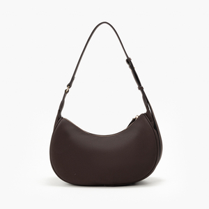 Bolso de Hombro Estilo Hobo Marrón con Tachuelas, Bolso Tipo Satchel de Media Luna con Cierre, para Uso Diario, Viajes y Compras - Product Image 4