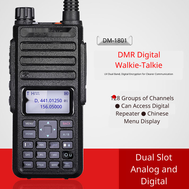 Baofeng DM-1801 1+2 Dual Time Slot Digital Walkie Talkie DMR Digital Radio Handheld Civil FM Handset