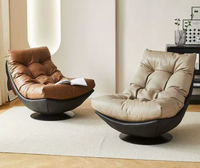 Fauteuil de salon ergonomique pivotant à 360 degrés en cuir véritable, design moderne pour salon et salle à manger, couleur personnalisable
