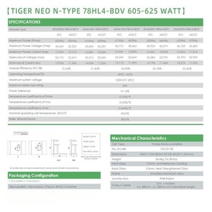 Panneau solaire JINKO N-Type 78HL4-BDV 605-625W, module photovoltaïque monocristallin à haute efficacité - Product Image 1