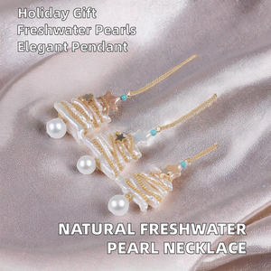 Joyería de Moda al por Mayor, Collar de Perlas Redondas Biwa de Agua Dulce Naturales, Cadena de Eslabones, Unisex, Regalo de Navidad - Product Image 2