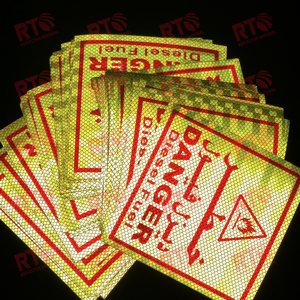 Vente en gros 20CMX20CM <span class=keywords><strong>DANGER</strong></span> NON FUMEUR Diamant Qualité Fluorescent Jaune Réfléchir Autocollant LONG VÉHICULE Adhésif Autocollants Réfléchissants - Product Image 3