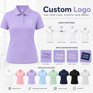 Polo en piqué 180G pour femme avec logo personnalisé, respirant, doux, coupe ajustée, uniforme de golf en gros, tailles S-4XL, bleu nuit lavande - Product Image 2