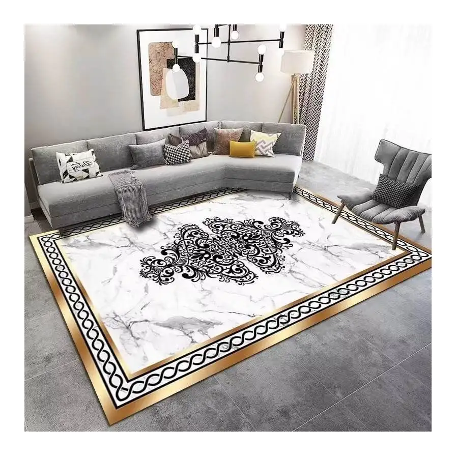 Custom drop shipping hot sale popular crystal velvet carpet machine washable living room carpet and rug