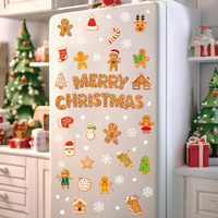Autocollants de Noël pour fenêtre de maison en forme de maison de pain d'épices, en PVC résistant aux UV, imperméables, avec flocons de neige et figurines de bonhomme, décorations de Noël pour la maison, le réfrigérateur et les portes