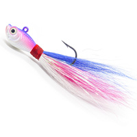 Kit de pêche assorti de 28 g avec hameçons Mustad UV luminescents, leurres Bucktail, leurres à cheveux pour l'eau salée, pour la pêche au bar rayé, au sandre, au snook et au rockfish
