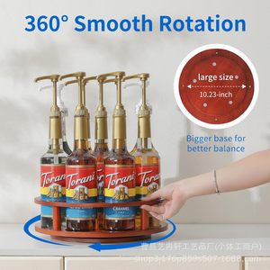 Wine Rack Rotating Wooden Bottle Holder For Kitchen Bar Storage 6 Bottles Capacity - Product Image 4