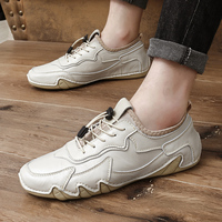 Mocassins en cuir à semelle souple pour hommes, couleur sable noir, pointures 38-46