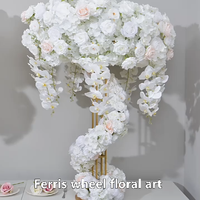 Vente chaude Décoration de fête personnalisée Faveurs Décor de table en soie blanche Boule de fleurs artificielles Centres de table de mariage