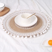 Set de table rond en jute imprimé style bohème, antidérapant, résistant à la chaleur, pour restaurant et maison