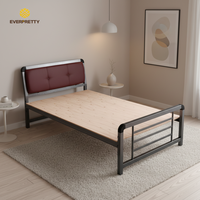 Möbliertes Apartment-Möbel Metallbettgestell Einzelbett Hotelbett mit Ledergepolstertem Kopfteil für Hotel Hostel CE-Zertifiziert