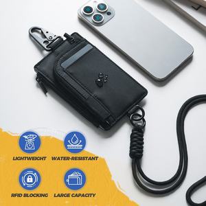 TILONSTAR TVW153 Fashion Slim Outdoor Hiking Travel ID Credit Card Holder Water Resistant Zip Pocket <b>Key</b> <b>Wallet</b> with Carabiner - Product Image 2