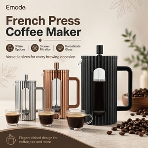 Cafetera <span class=keywords><strong>Francesa</strong></span> de Vidrio de Borosilicato de Alta Calidad con Filtro de 3 Capas, Diseño Acanalado, Fácil de Limpiar, con Juego de Tazas de Vidrio - Product Image 3