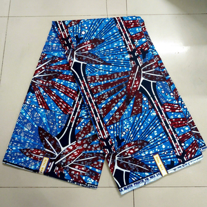 Blue Red African Wax Print Ankara Fabric Abstract Geometric Pattern Textile for Women Dresses Fashion Sewing - Product Image 1