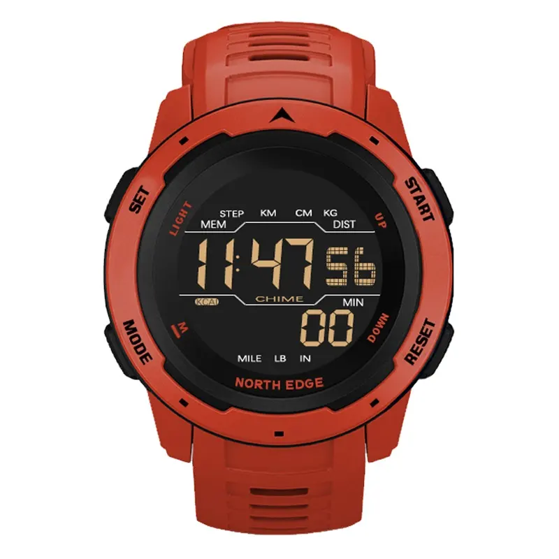 NORTH EDGE Men Digital Watch Men's Sports Watches Dual Time Pedometer Alarm Clock Waterproof 50M Digital Watch Clock