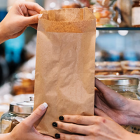 Moyen 12 # épicerie transporter du pain de restauration rapide à emporter sac en papier kraft carré SOS à fond plat