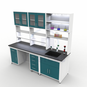 Tavolo da Laboratorio in Metallo Resistente con Telaio a H e <span class=keywords><strong>Piano</strong></span> <span class=keywords><strong>di</strong></span> Lavoro in Resina Fenolica, Design Moderno per Uso Farmaceutico e Medico - Product Image 5