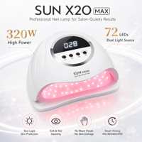 Lampe à ongles UV LED professionnelle 320W SUN X20 MAX - Séchoir à ongles de la plus haute puissance pour tous les gels avec capteur intelligent - Outil de qualité professionnelle