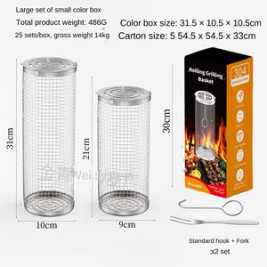 Vente chaude d'été Accessoires de <span class=keywords><strong>barbecue</strong></span> Cylindre de <span class=keywords><strong>barbecue</strong></span> Vente directe d'usine Acceptation Personnalisation Panier à griller roulant - Product Image 2