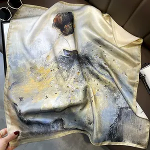 Écharpe en soie véritable de luxe de haute qualité 70*70cm, foulards carrés, cadeaux haut de gamme pour femmes YKH0010 - Product Image 3