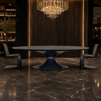 Table à thé ovale de luxe IDAO, design italien inspiré de Bugatti, style charpentier nostalgique, pour salon de villa